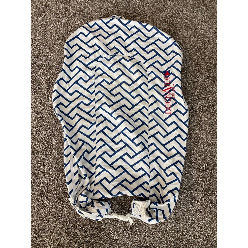 DockATot Deluxe+ Cover Blue White Chevron Baby Lounger Cover